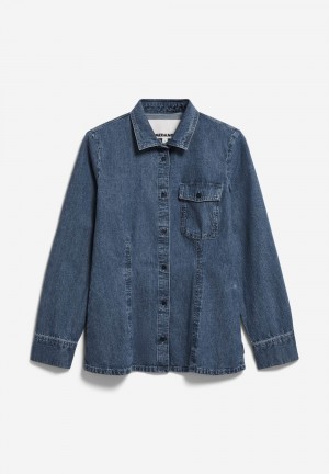 ARMEDANGELS NILAARA Blouse Slim Fit made of Organic Cotton Mix Indigo | 8152-XFWBT