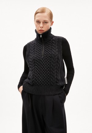 ARMEDANGELS OLAIAAS CABLE Knit Top Relaxed Fit made of Organic Wool Mix Steel Melange | 8657-TWUHR