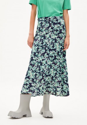 ARMEDANGELS SAALANJA DITSY FLORAL Woven Skirt Regular Fit made of LENZING™ ECOVERO™ Viscose Night Sky | 3074-PAZFQ