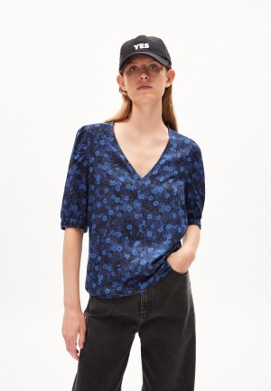 ARMEDANGELS SAARITA MILLES FLEURS Blouse Regular Fit made of LENZING™ ECOVERO™ Viscose Night Sky | 0263-JDLVP