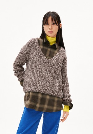 ARMEDANGELS SAKIAA LEOPARD Knit Sweater Oversized Fit made of Organic Wool Mix Dunkel | 7108-PQVRO