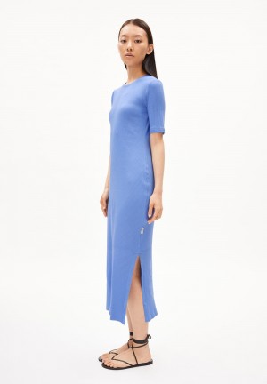 ARMEDANGELS SEHAA Rib-Jersey Dress Slim Fit made of Organic Cotton Mix Blau | 2917-LCXSM