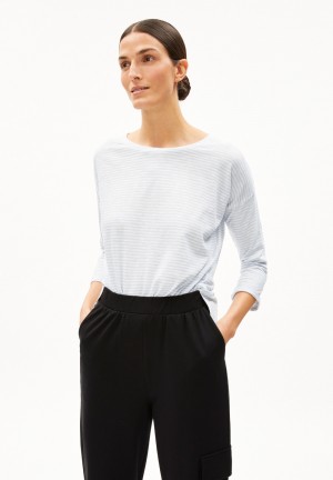 ARMEDANGELS SIANAA LOVELY STRIPES Longsleeve Oversized Fit made of Organic Cotton Morning Sky-oatmilk | 4312-CPKXA