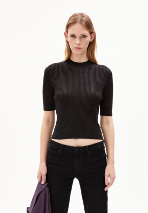 ARMEDANGELS SILJIAA Knit Shirt Slim Fit made of Organic Cotton Mix Schwarz | 1283-CSWXL