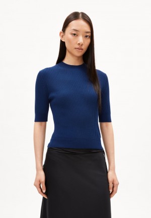 ARMEDANGELS SILJIAA Knit Shirt Slim Fit made of Organic Cotton Mix Indigo | 2017-JDEMB