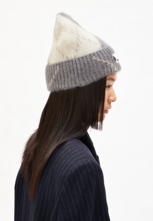 ARMEDANGELS SNOWAA ARGYLE Beanie made of Mohair Wool Mix Iron Cast-oatmilk | 9480-GLFKY