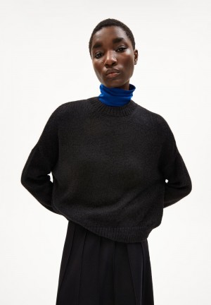ARMEDANGELS SURI INARAA Pullover Oversized Fit made of Alpaca Wool Mix Schwarz | 1354-NWLJQ