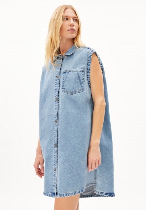 ARMEDANGELS TAALUHLA Denim Dress Slim Fit made of recycled Cotton Blau | 8275-XTBYE