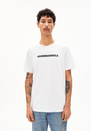 ARMEDANGELS TAALU WORDMARK Heavyweight T-Shirt Relaxed Fit made of Organic Cotton Weiß | 7428-FLIPZ