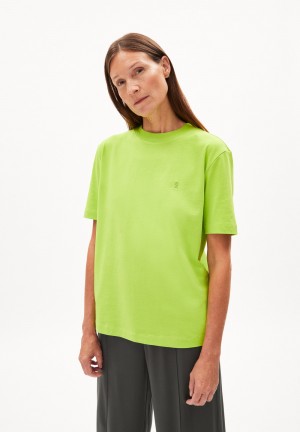 ARMEDANGELS TARJAA Heavyweight T-Shirt Loose Fit made of Organic Cotton Mix Super Lime | 3947-SUKNE