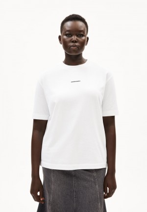 ARMEDANGELS TARJAA WORDMARK Heavyweight T-Shirt Loose Fit made of Organic Cotton Mix Weiß | 7831-RPLIZ