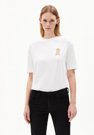 ARMEDANGELS TARJAA Å EMBRO Heavyweight T-Shirt Loose Fit made of Organic Cotton Mix Weiß | 3401-YOQNX