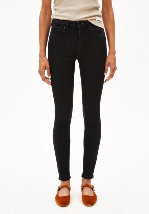 ARMEDANGELS TILLAA Jeans Skinny Leg Mid Waist Organic Cotton Mix X-Stretch Schwarz | 8064-TOYPX