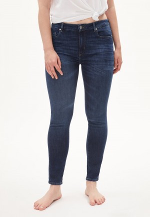 ARMEDANGELS TILLAA Jeans Skinny Leg Mid Waist Organic Cotton Mix X-Stretch Dunkel | 6257-YOKPL