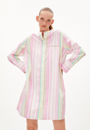 ARMEDANGELS VAAJA STRIPES Woven Dress Relaxed Fit made of Organic Cotton Weiß | 1469-PURFA