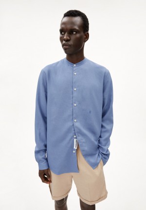 ARMEDANGELS VAALERONIMUS LINO Shirt Relaxed Fit made of Linen-Mix Blau | 1203-LDAVQ