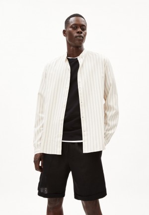 ARMEDANGELS VAALERONIMUS STRIPES Shirt Relaxed Fit made of Organic Cotton Oatmilk-cinnamon Dust-blue Stone | 8576-ZRGIL