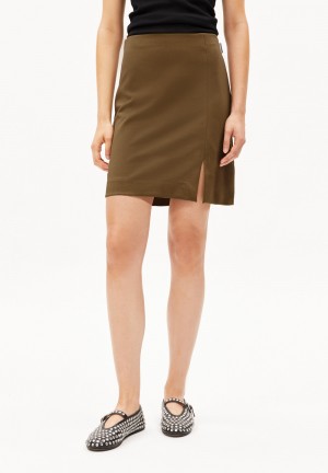 ARMEDANGELS VANJARAA Jersey Skirt Slim Fit made of LENZING™ ECOVERO™ Viscose Mix Dried Moss | 5342-OFBNT