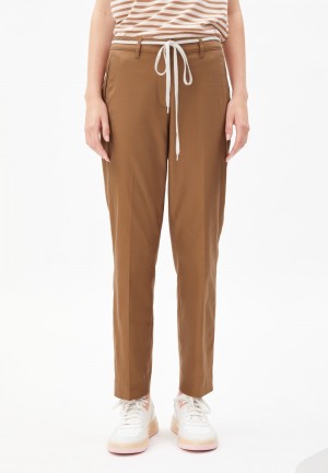ARMEDANGELS VARMAA SOLID Pants made of Organic Cotton Mix Smoky Almond | 9728-EDPNC