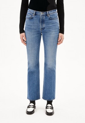 ARMEDANGELS VELAARI Jeans Flared Leg Mid Waist Ankle Organic Cotton Mix Comfort-Stretch Spaceship | 1439-COZLG