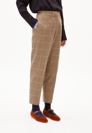 ARMEDANGELS WARMAAR PATTERN Woven Pants made of Organic Cotton Mix Dry Bark | 1390-TROXZ