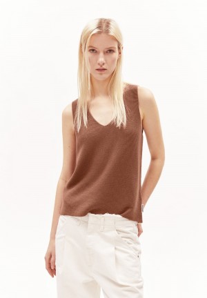 ARMEDANGELS WILMAA Knit Top Regular Fit of Organic Cotton Nutshell | 0751-IGPNE