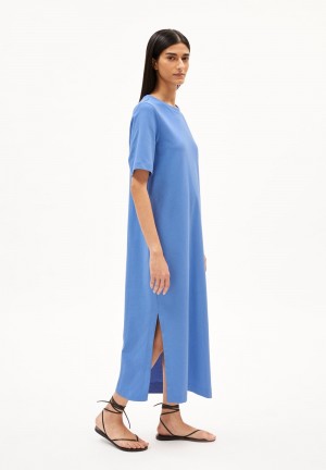 ARMEDANGELS XELINAA Heavyweight Jersey Dress Relaxed Fit made of Organic Cotton Mix Blau | 4609-ISZEF